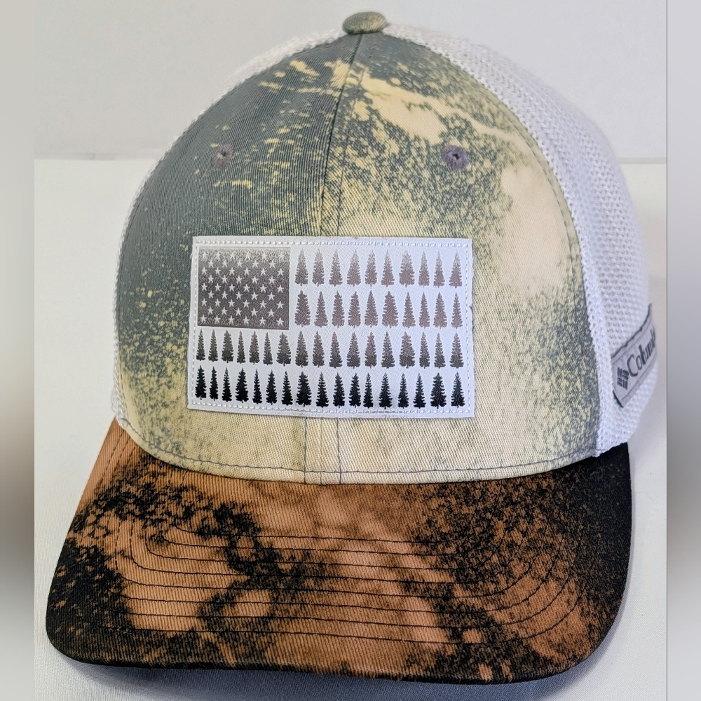 Columbia Custom Bleached American Flag Inspired Hat L/XL Mesh Back One of a Kind